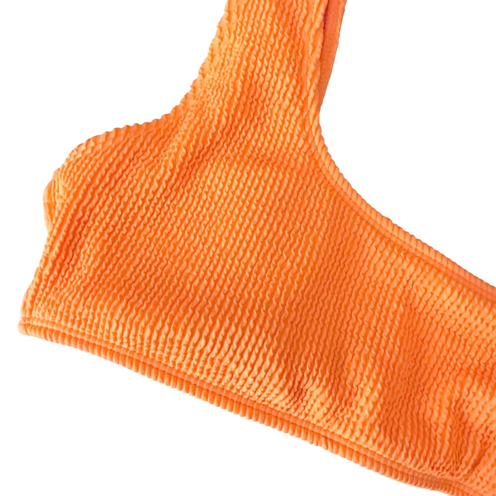 Hurley Bikini Top Women Large Orange NWOT Crinkle Textured Scoop Neck - Picture 10 of 12